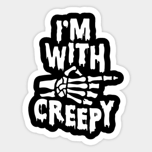 I'm With Creepy Skeleton Finger Black Goth Punk Halloween Sticker